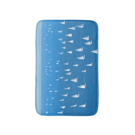 Segelboote in tiefblauem Meer - Regatta Sailboote Badematte (Vorderseite Vertikal)