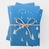 Segelboote in tiefblauem Meer - Regatta Sailboote Geschenkpapier Set (Beispiel)