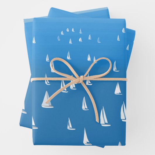 Segelboote in tiefblauem Meer - Regatta Sailboote Geschenkpapier Set (Beispiel)