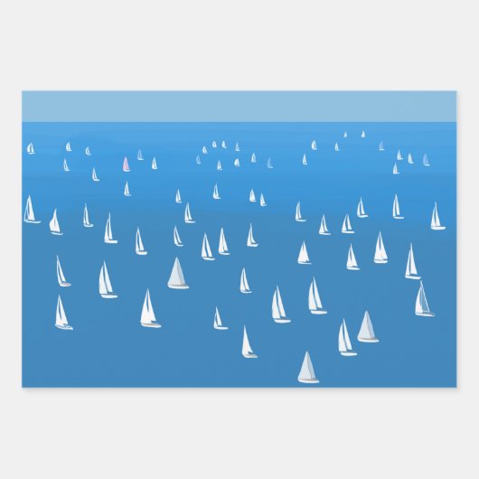 Segelboote in tiefblauem Meer - Regatta Sailboote Geschenkpapier Set (Vorderseite)