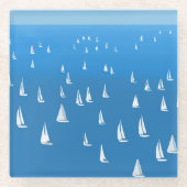 Segelboote in tiefblauem Meer - Regatta Sailboote Glasuntersetzer (Vorderseite)