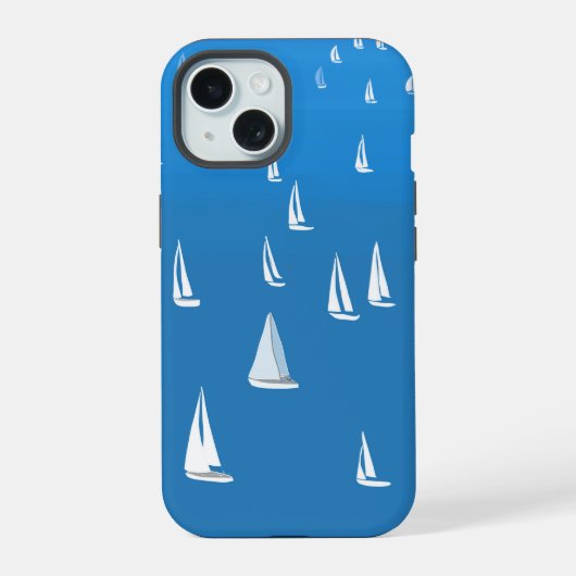 Segelboote in tiefblauem Meer - Regatta Sailboote iPhone 15 Hülle (Rückseite)