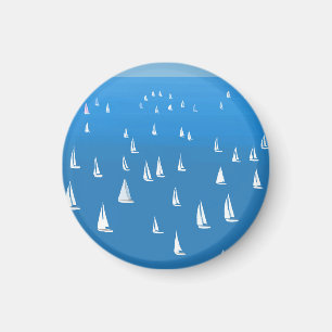 Segelboote in tiefblauem Meer - Regatta Sailboote Magnet