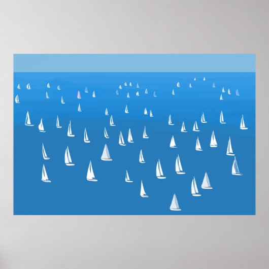 Segelboote in tiefblauem Meer - Regatta Sailboote Poster (Vorne)