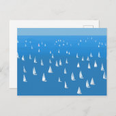 Segelboote in tiefblauem Meer - Regatta Sailboote Postkarte (Vorne/Hinten)