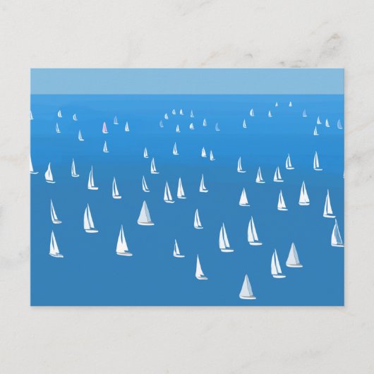 Segelboote in tiefblauem Meer - Regatta Sailboote Postkarte (Vorderseite)