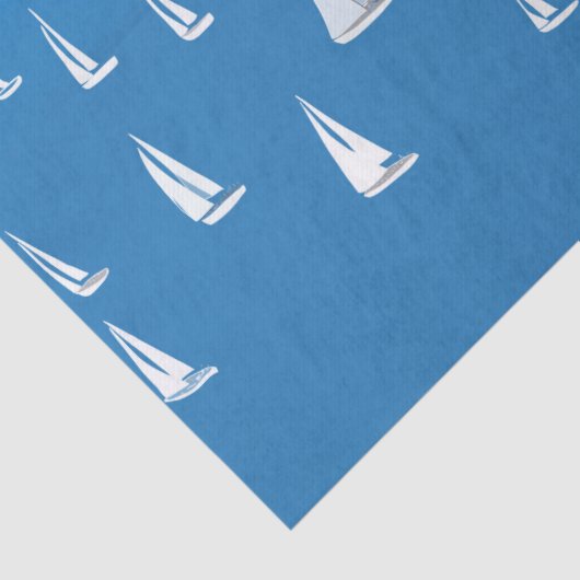 Segelboote in tiefblauem Meer - Regatta Sailboote Seidenpapier (Detail)