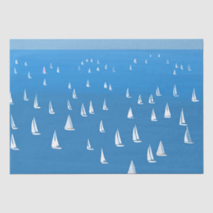 Segelboote in tiefblauem Meer - Regatta Sailboote Seidenpapier
