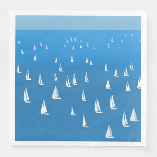 Segelboote in tiefblauem Meer - Regatta Sailboote Serviette
