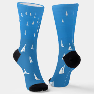 Segelboote in tiefblauem Meer - Regatta Sailboote Socken