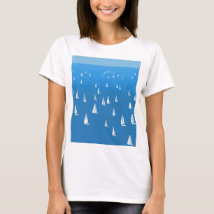 Segelboote in tiefblauem Meer - Regatta Sailboote T-Shirt