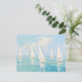 Segelboote Küstenkunst Postkarte (Stehend Vorderseite)