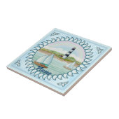 Segelboote Leuchtturmziegel Fliese (Seite)