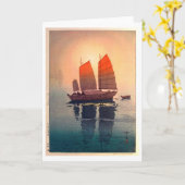 Segelboote morgens, Hiroshi Yoshida Karte (Gelbe Blume)