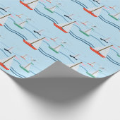 Segelboote, Möwen, Meereswellen Geschenkpapier (Ecke)