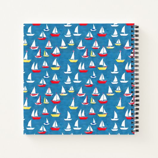 Segelboote Muster Blau Notizblock (Rückseite)