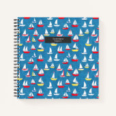 Segelboote Muster Blau Notizblock (Vorderseite)