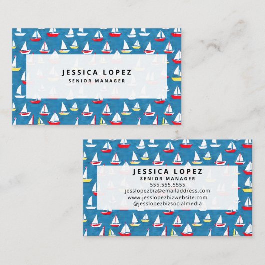 Segelboote Muster Blau Visitenkarte (Vorne/Hinten)