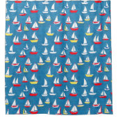 Segelboote Muster Duschvorhang (Vorderseite)