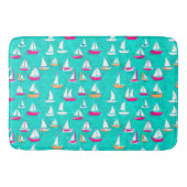 Segelboote Muster Pink & Aqua Badematte (Vorderseite)