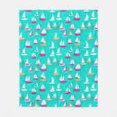 Segelboote Muster Pink & Aqua Fleecedecke (Vorderseite)