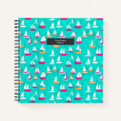 Segelboote Muster Pink & Aqua Notizblock (Vorderseite)