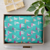 Segelboote Muster Pink & Aqua Seidenpapier (Geschenk)