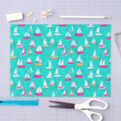 Segelboote Muster Pink & Aqua Seidenpapier (Handwerk)