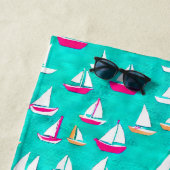 Segelboote Muster Pink & Aqua Strandtuch (Beispiel)