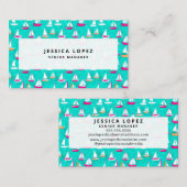 Segelboote Muster Pink & Aqua Visitenkarte (Vorne/Hinten)