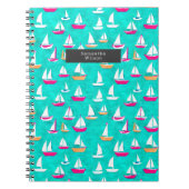 Segelboote Muster Preppy Pink & Aqua Notizblock (Vorderseite)