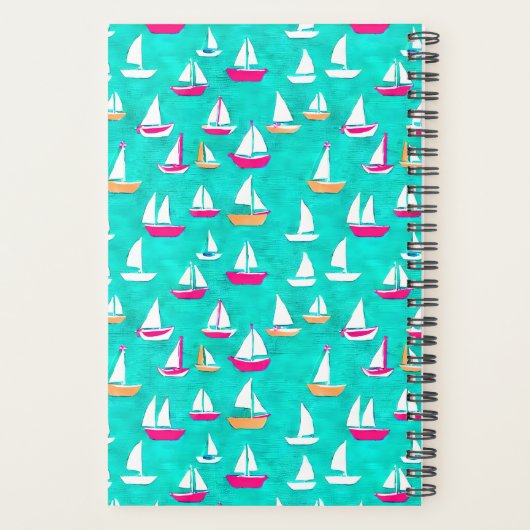 Segelboote Muster rosa und Aquamarin Planer (Rückseite)