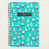 Segelboote Muster rosa und Aquamarin Planer (Vorderseite)