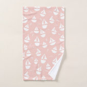 Segelboote Muster rosa Weiß Badhandtuch Set (Handtuch)