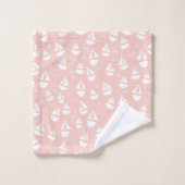 Segelboote Muster rosa Weiß Badhandtuch Set (Waschlappen)