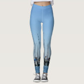 Segelboote Nautical Coastal Blue Leggings (Vorderseite)