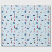 Segelboote Nautical Lighthouse Segelboote Ozean Geschenkpapier (Flach)