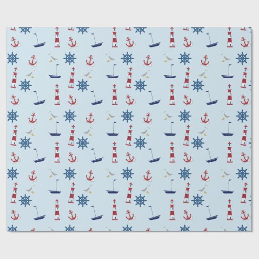 Segelboote Nautical Lighthouse Segelboote Ozean Geschenkpapier (Flach)