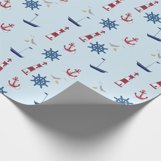 Segelboote Nautical Lighthouse Segelboote Ozean Geschenkpapier (Ecke)