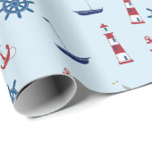 Segelboote Nautical Lighthouse Segelboote Ozean Geschenkpapier (Rolleneckpunkt)