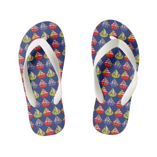 Segelboote, Niedliche nautische Kinder Flip Flops Kinderbadesandalen (Fußbett)