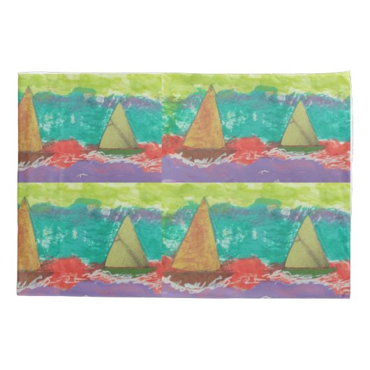 Segelboote Pillowcase Kissenbezug (Rückseite)