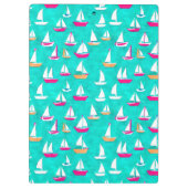 Segelboote Pink & Aqua Muster Klemmbrett (Rückseite)