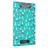 Segelboote Pink & Aqua Muster Klemmbrett (Rechts)