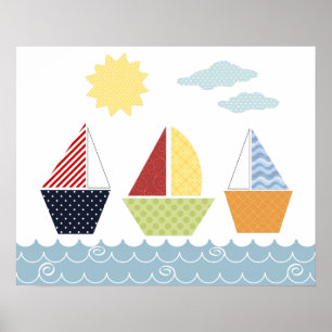 Segelboote-Plakat für Kinder Poster