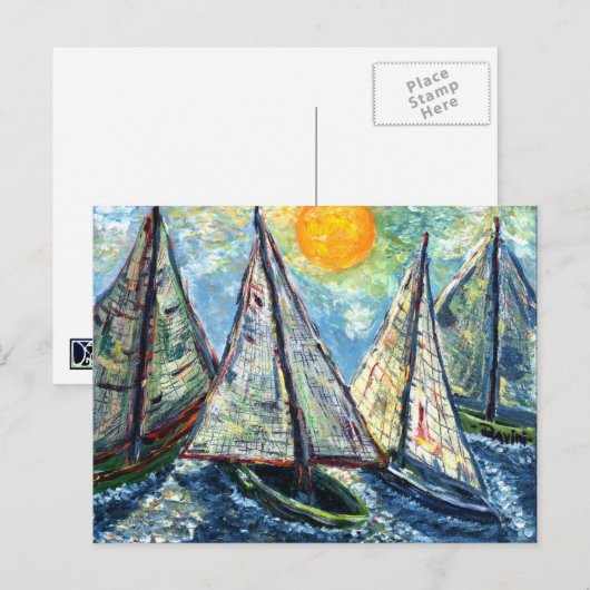 Segelboote Postkarte (Vorne/Hinten)