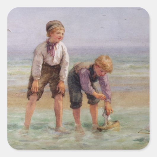 Segelboote Quadratischer Aufkleber (Vorderseite)