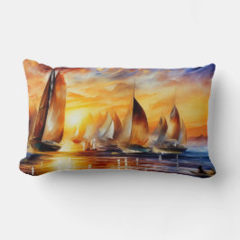 Segelboote rennen abstrakte, moderne blaue Sonne Lendenkissen