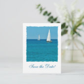 Segelboote Save the Date Postkarten (Stehend Vorderseite)