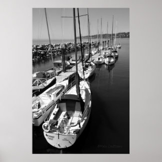 Segelboote Schwarz-Weiß-Poster Poster